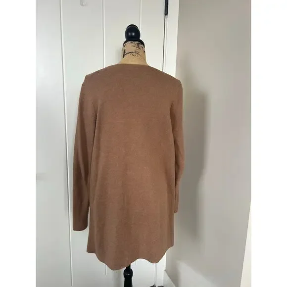 J Crew Factory Carmel Brown Open Front Mid Length Cardigan Size XS - Picture 3 of 5